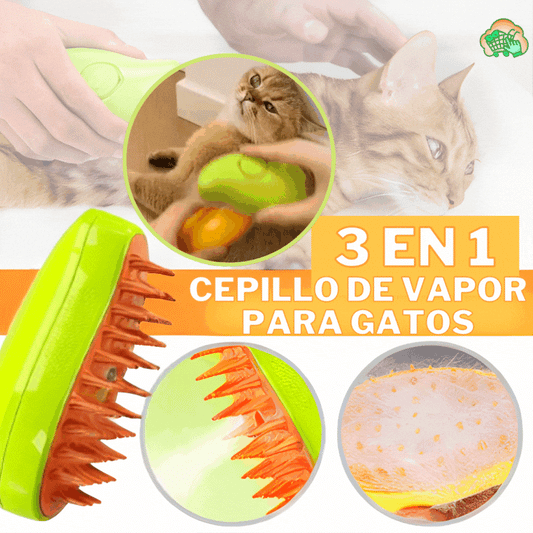 Cepillo Vaporizador 3 en 1 para Mascotas: Cuidado y Confort para tu Mejor Amigo